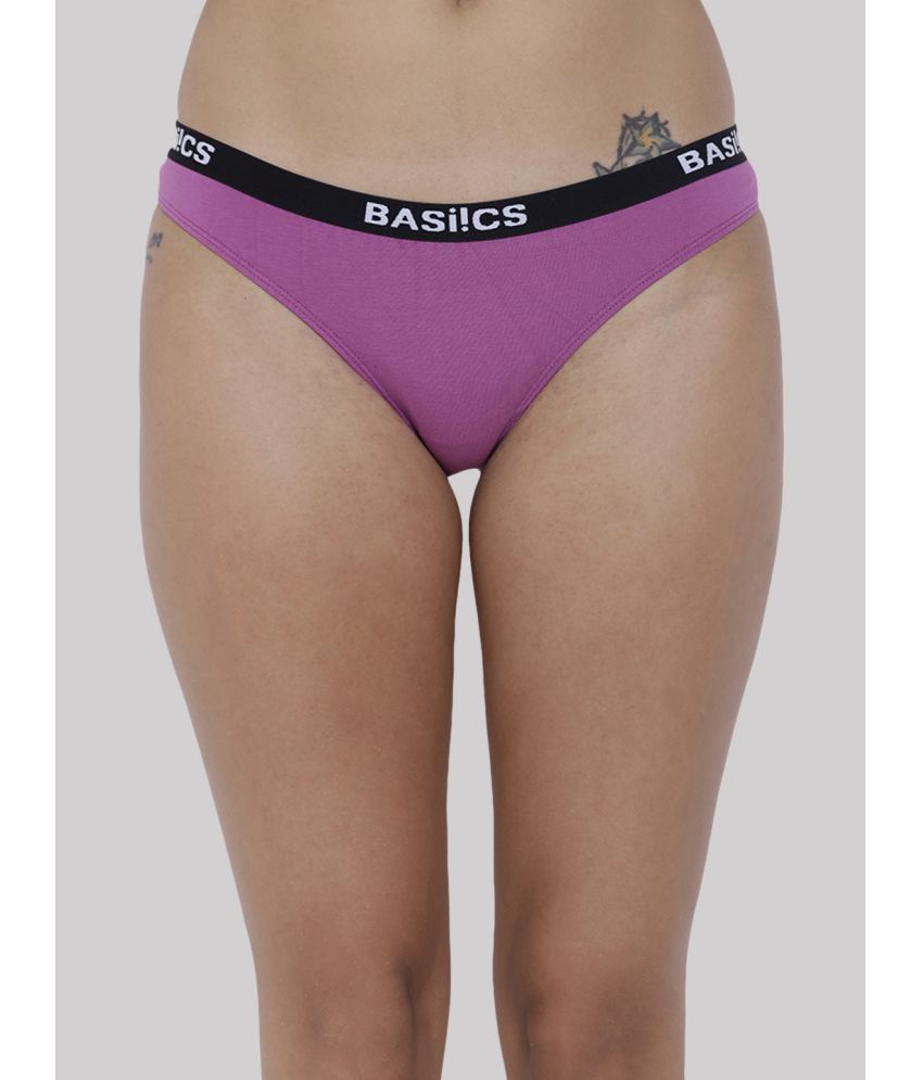     			BASIICS By La Intimo Cotton Lycra Solid Women's Bikini ( Purple ) BCPBR08