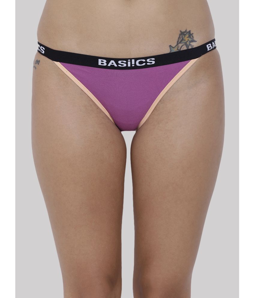     			BASIICS By La Intimo Cotton Lycra Solid Women's Bikini ( Purple ) BCPBR09