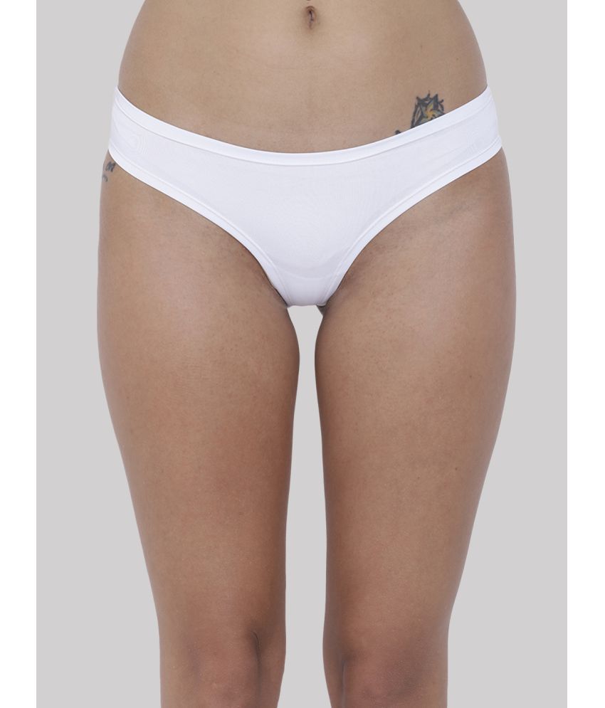     			BASIICS By La Intimo - White BCPSS02 Polyester Solid Women's Bikini ( Pack of 1 )