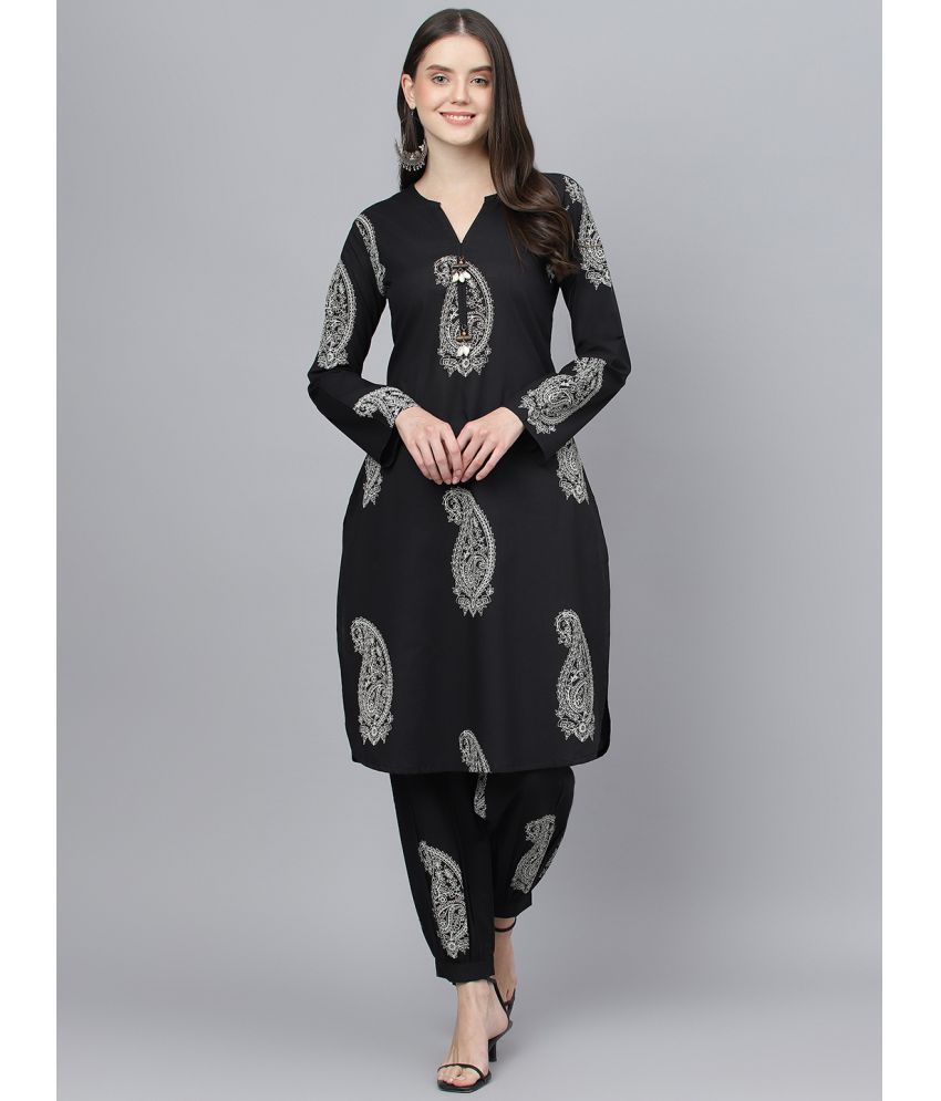     			Divena - Black Straight Cotton Women's Stitched Salwar Suit ( Pack of 1 )