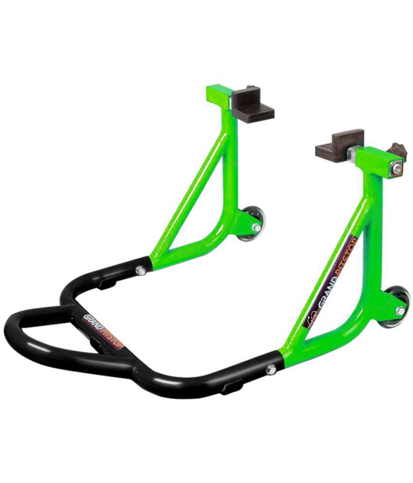     			Grand Pitstop Universal Rear Paddock Stand for Motorcycle with Swingarm Rest (Dismantable with Skate Wheels, Black + Green, Motorcycle Weight Up to 450 Kgs)
