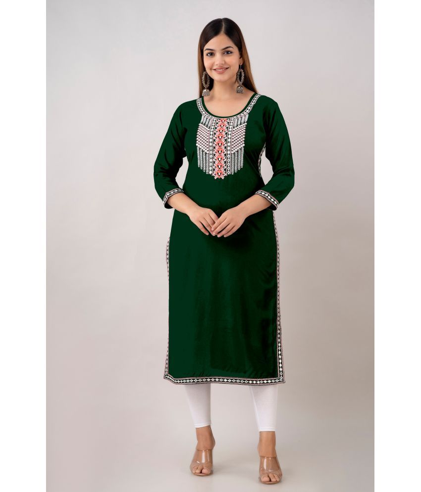     			Kapadia - Green Rayon Women's Straight Kurti ( Pack of 1 )