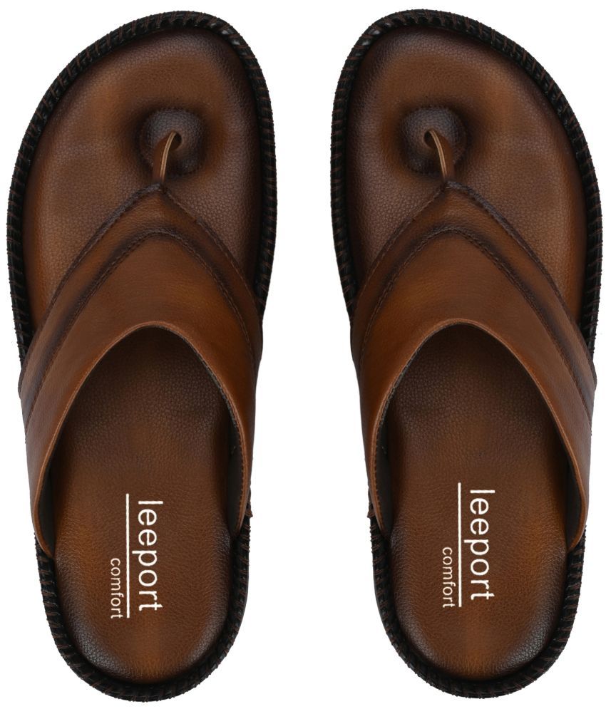     			Leeport - Tan Men's Leather Slipper