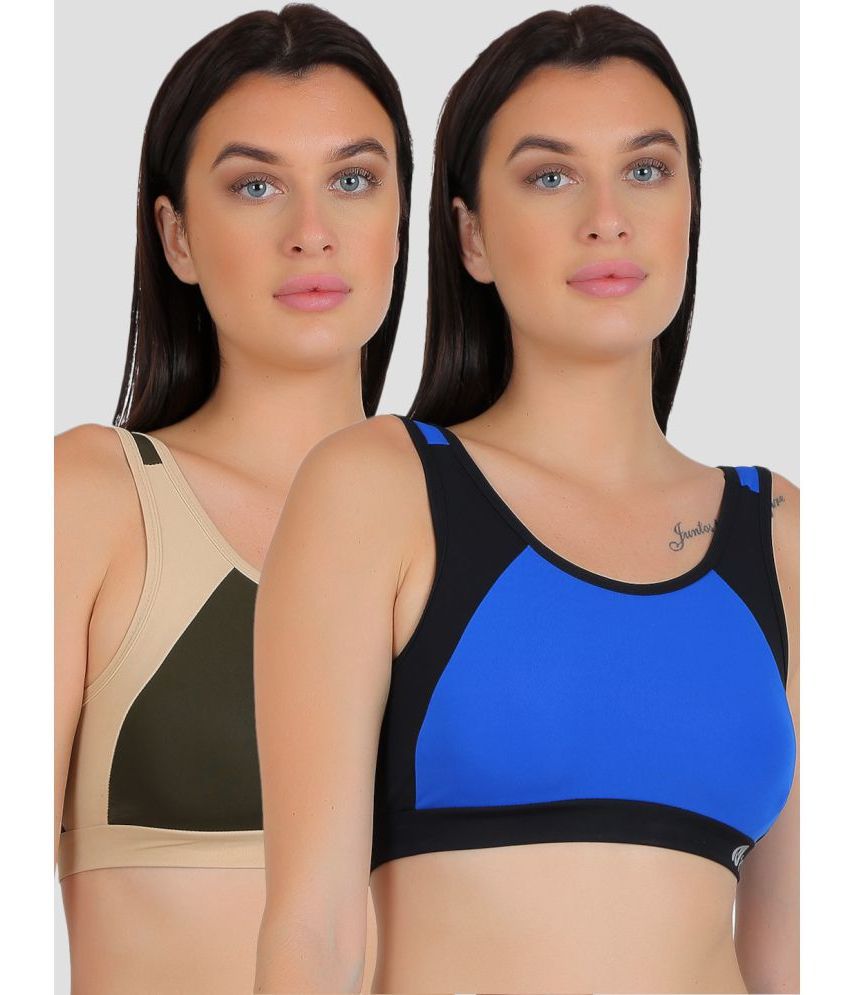     			N-Gal - Multi Polyester Non Padded Women's Sports Bra ( Pack of 2 )