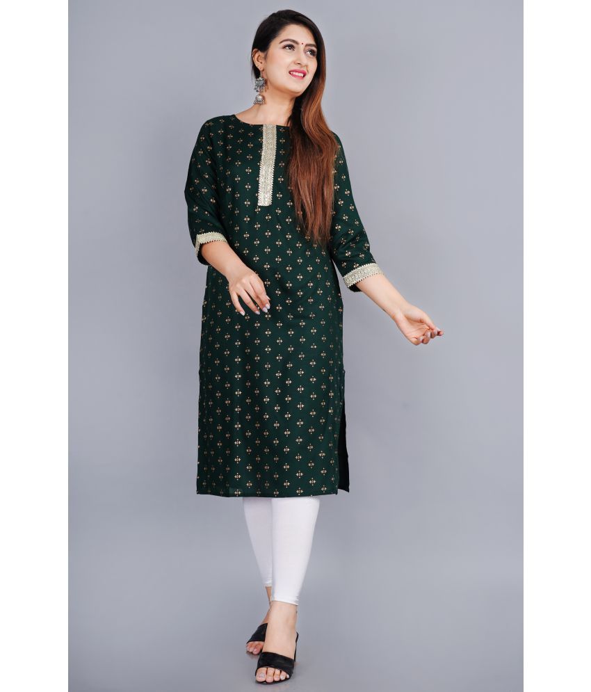     			SIPET - Green Rayon Women's Straight Kurti ( Pack of 1 )