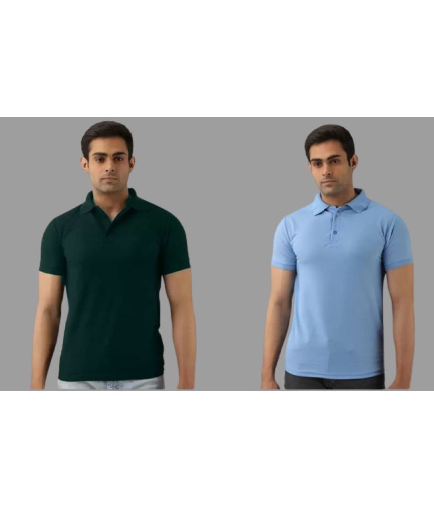     			SKYRISE - Multicolor Cotton Blend Slim Fit Men's Polo T Shirt ( Pack of 2 )