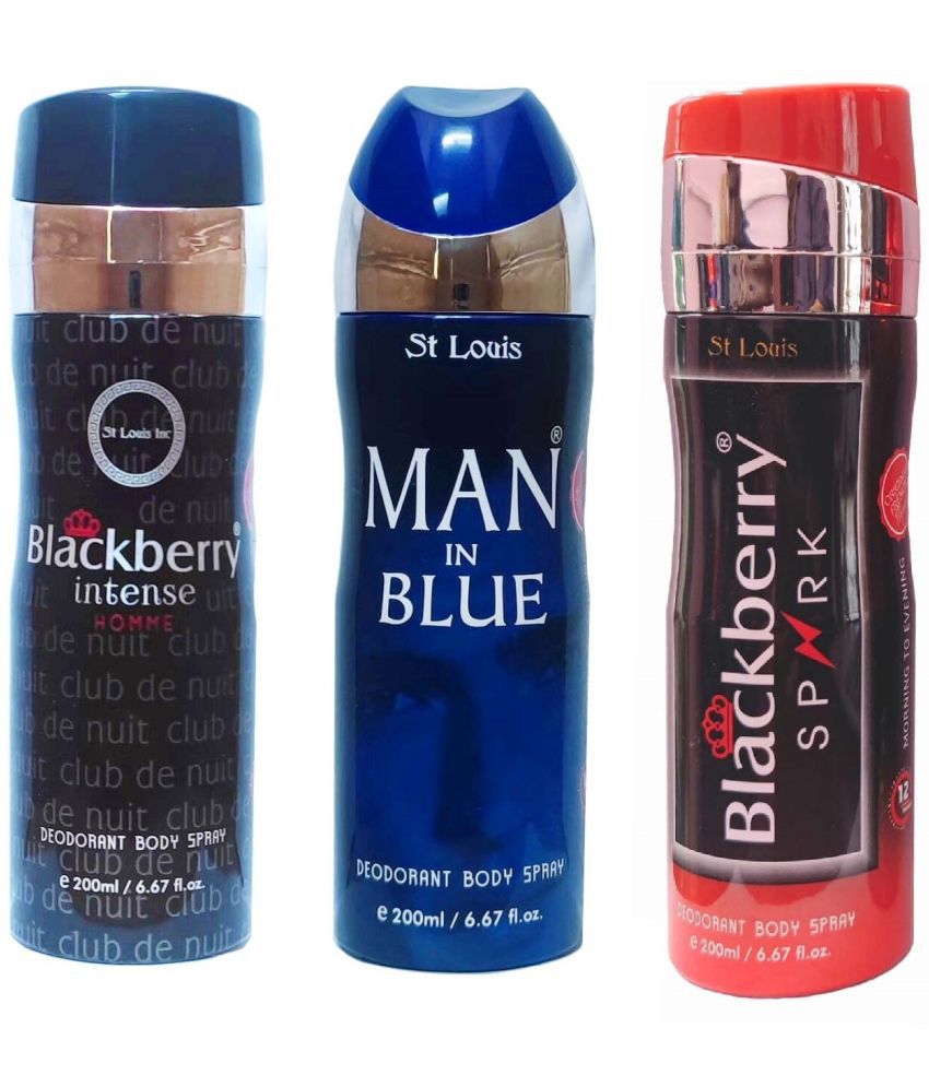     			St Louis - BLACKBERRY INTENSE,SPARK,MAN IN BLUE Deodorant Spray for Men,Women 600 ml ( Pack of 3 )