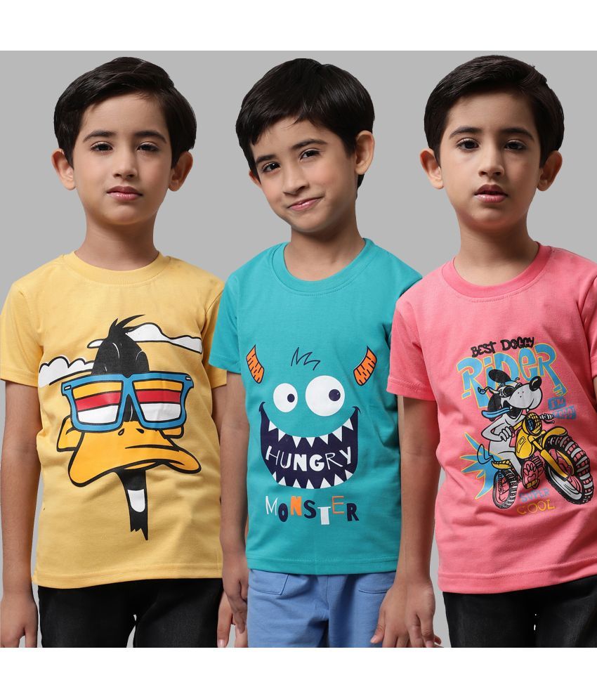     			Little Zing - Multi Color Cotton Boy's T-Shirt ( Pack of 3 )