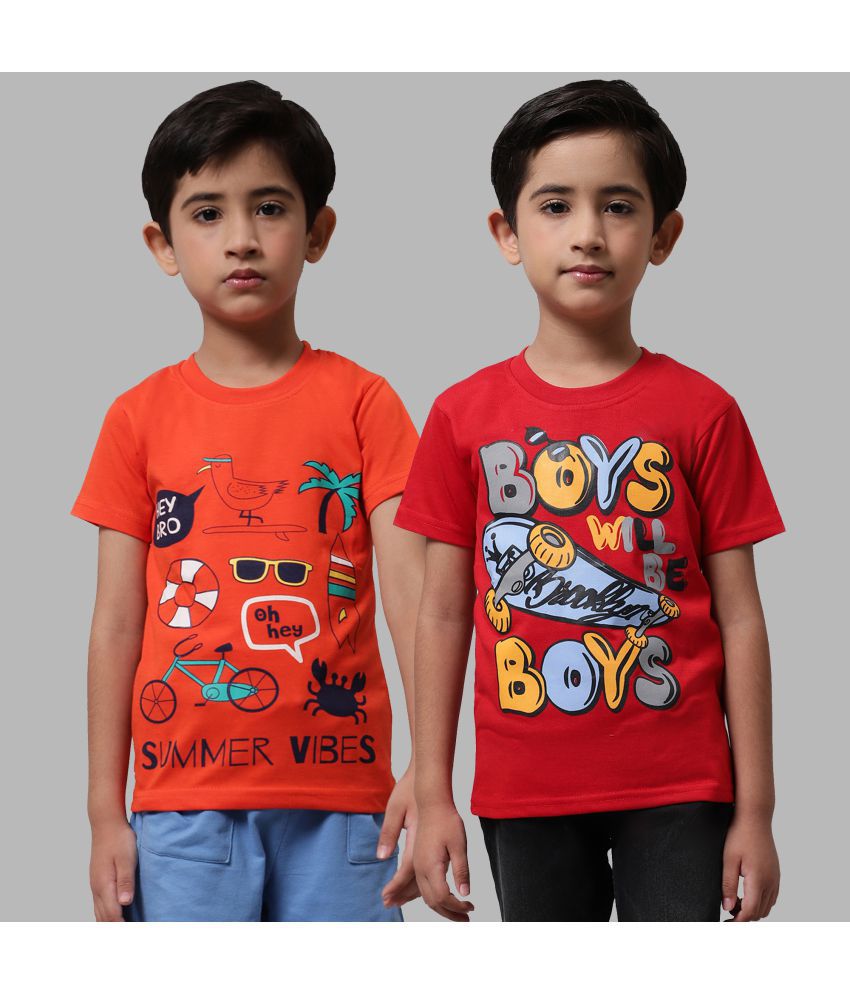     			Little Zing - Multi Color Cotton Boy's T-Shirt ( Pack of 2 )