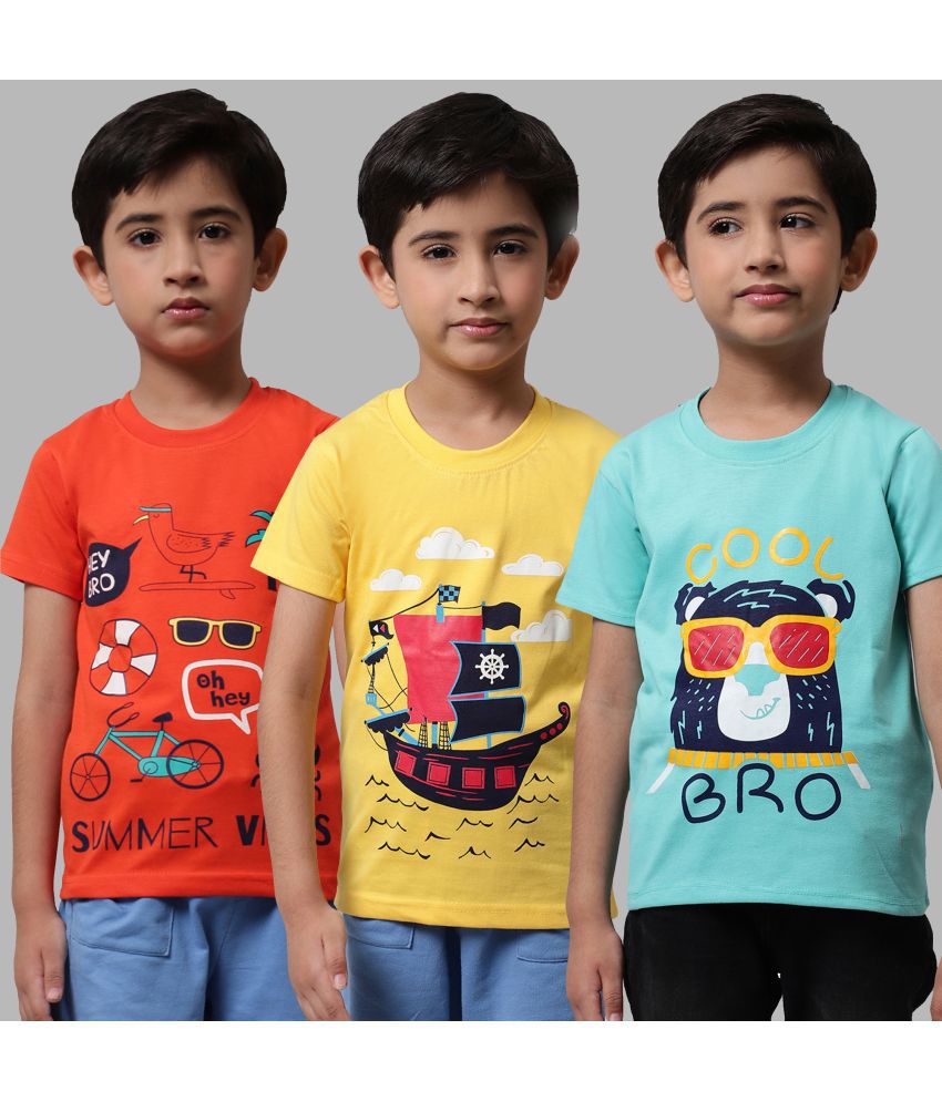     			Little Zing - Multi Color Cotton Boy's T-Shirt ( Pack of 3 )