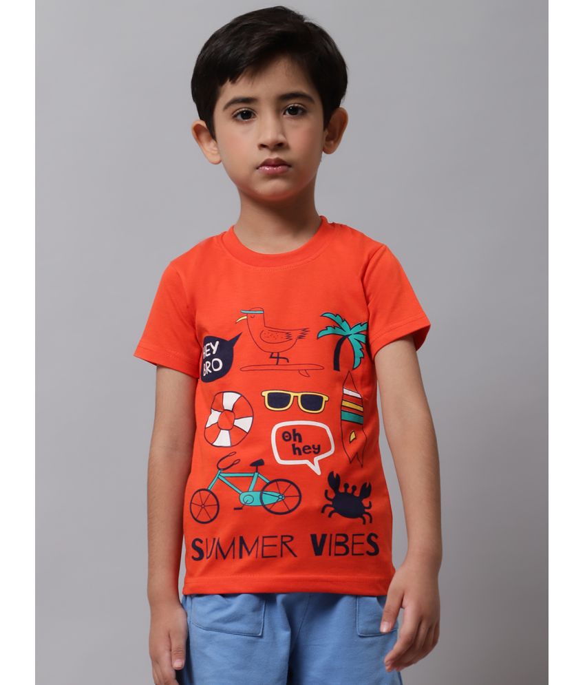     			Little Zing - Orange Cotton Boy's T-Shirt ( Pack of 1 )