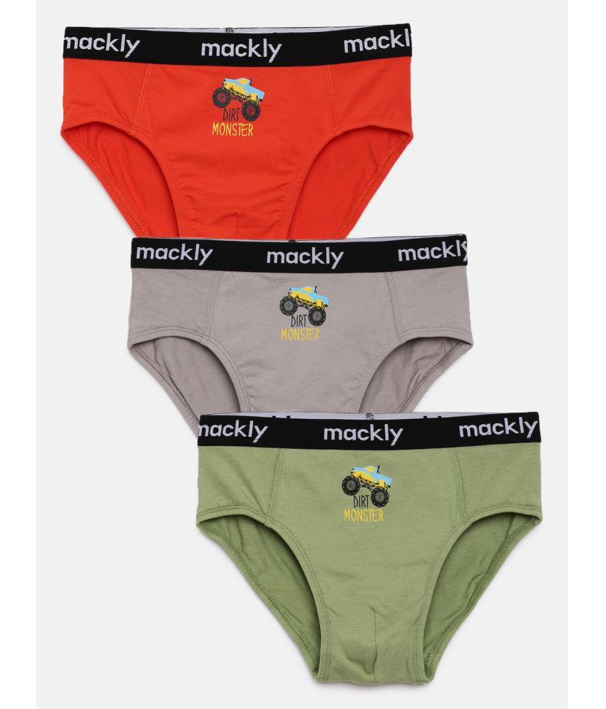    			Mackly - Red Cotton Blend Boys Briefs ( Pack of 3 )