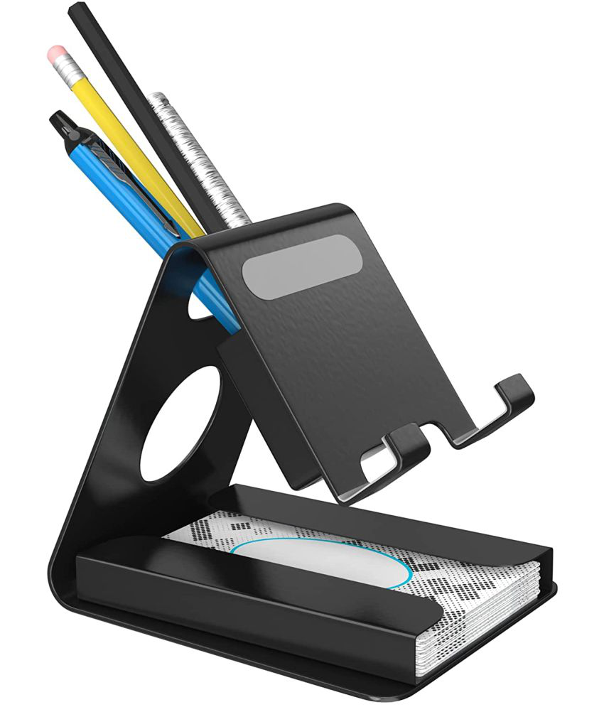     			NBOX Universal Mobile Phone Stand Mount with Card and Pen Holder Slot Compatible with Smartphones and Tablets (Black)