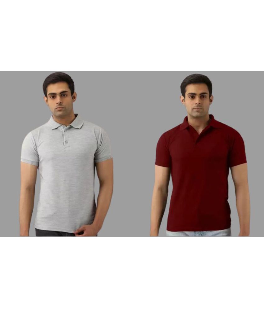     			SKYRISE - Multicolor Cotton Blend Slim Fit Men's Polo T Shirt ( Pack of 2 )