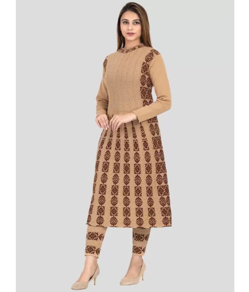     			SONNESTA - Beige Woollen Women's A-line Kurti ( Pack of 1 )