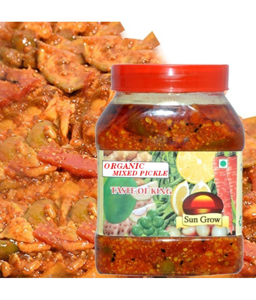     			Sun Grow ORGANIC All in ONE Mixed Veg. Pickle We Serve Natural You Eat Natural No Artificial Colors & Flavors Pickle 1000 g