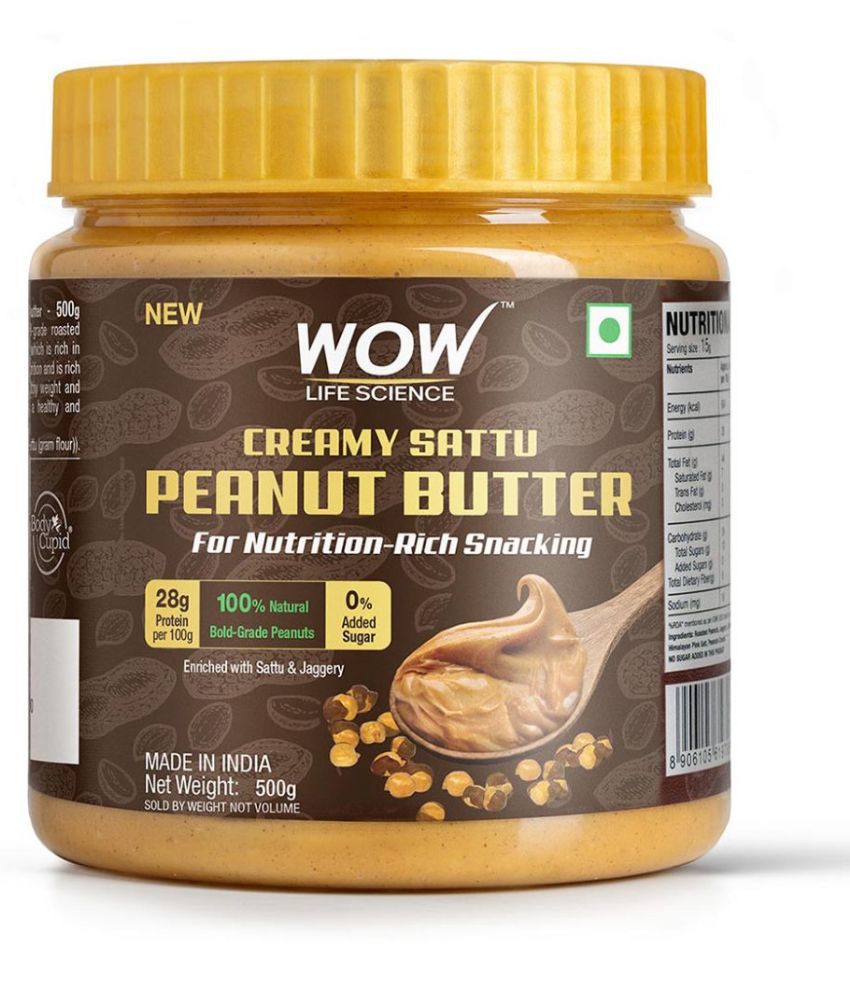 WOW Life Science Creamy Sattu Peanut Butter - 500g