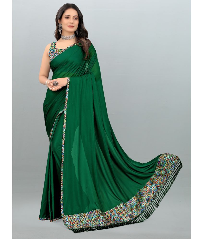     			Apnisha - Green Lycra Saree With Blouse Piece ( Pack of 1 )