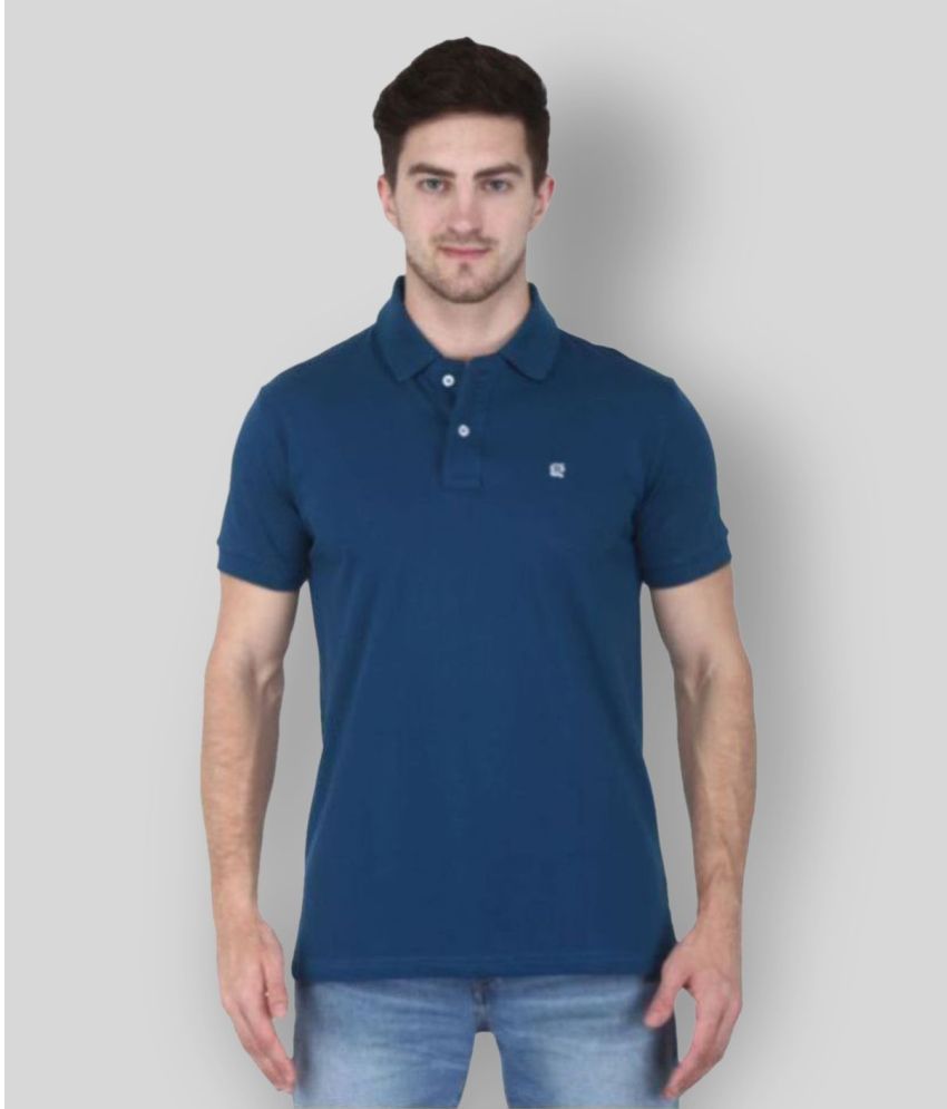     			GENTINO - Blue Cotton Blend Regular Fit Men's Polo T Shirt ( Pack of 1 )