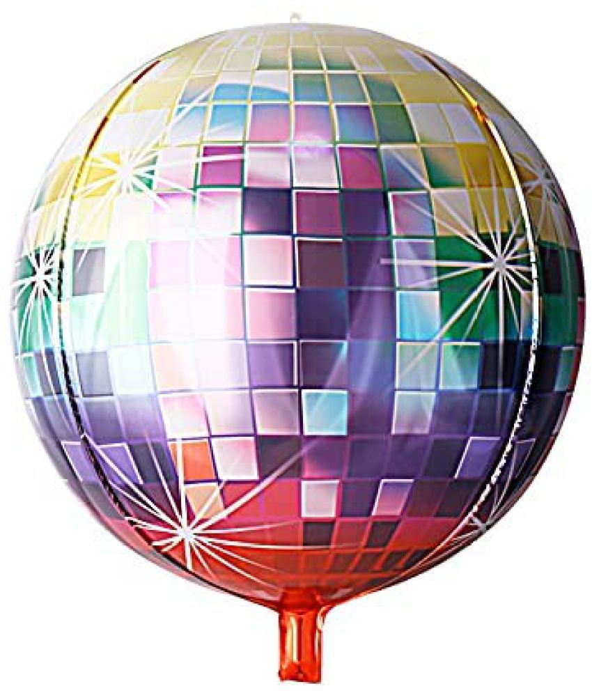     			Lalantopparties 4D Disco ball shape Foil Balloon 22 inch Balloon For birthday decoration, theme decoration, bachelorette, bachelors, valentine, party decoration, wedding, engagement, Multicolor(pack of 1)