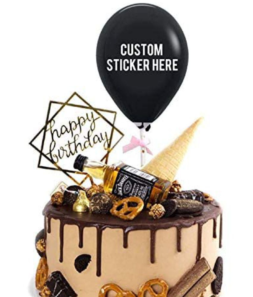     			Lalantopparties Confetti Balloon Cake Toppers 5 Inch for Birthday, Anniversary, valentine, theme decoration, boy or girl, engagement, Cake Decorations with 1 Stck, & 1 Tape Black 4 Pcs (Pack of 1)