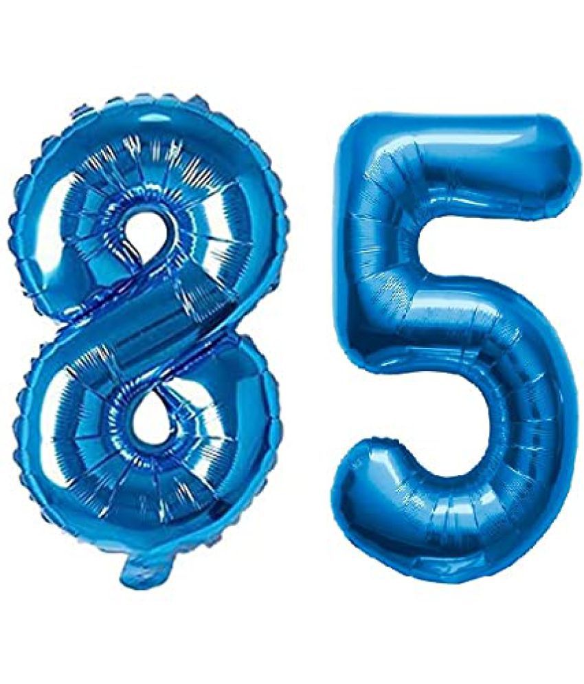    			Lalantopparties Number foil balloon 16 inch 85 number For party decoration, birthday, anniversary, wedding, valentine, baby decoration, bachelorette, bachelors, christmas decoration, Blue (Pack of 1)