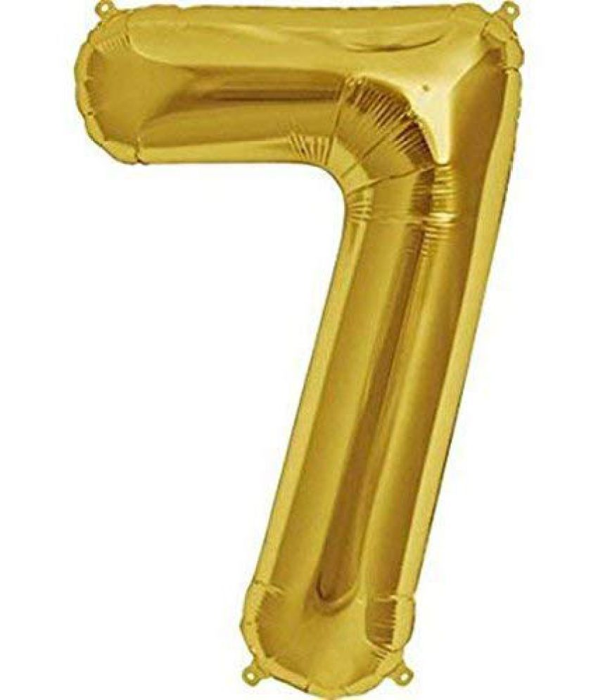     			Lalantopparties Number foil balloon 16 inch 7 number For party decoration, birthday, anniversary, wedding, valentine, baby decoration, bachelorette, bachelors, christmas decoration, Gold (Pack of 1)