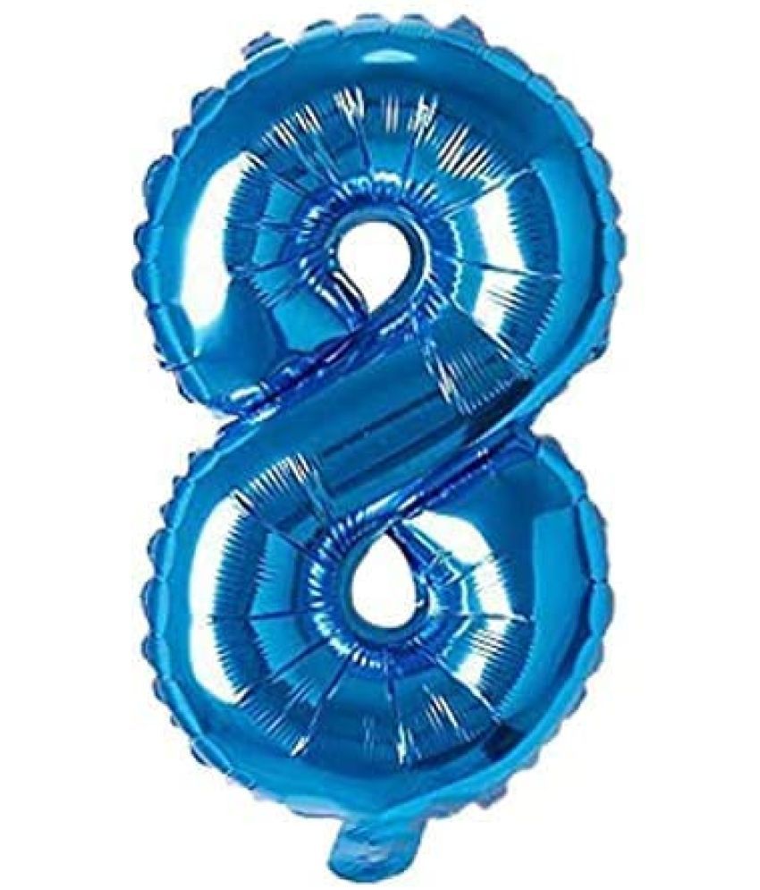     			Lalantopparties Number foil balloon 16 inch 8 number For party decoration, birthday, anniversary, wedding, valentine, baby decoration, bachelorette, bachelors, christmas decoration, Blue (Pack of 1)