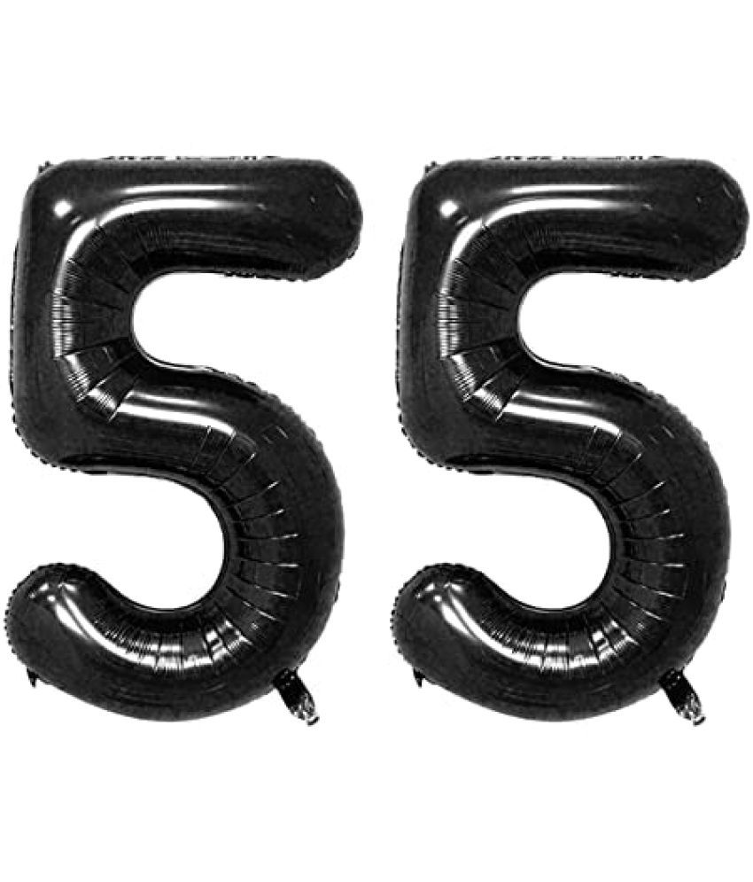     			Lalantopparties Number foil balloon 16 inch 55 number For party decoration, birthday, anniversary, wedding, valentine, baby decoration, bachelorette, bachelors, christmas decoration, Black (Pack of 1)
