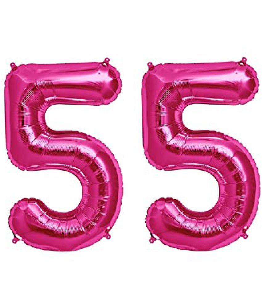     			Lalantopparties Number foil balloon 16 inch 55 number For party decoration, birthday, anniversary, wedding, valentine, baby decoration, bachelorette, bachelors, christmas decoration, Pink (Pack of 1)