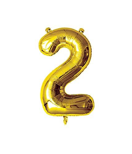     			Lalantopparties Number foil balloon 32 inch 2 number For party decoration, birthday, anniversary, wedding, valentine, baby decoration, bachelorette, bachelors, christmas decoration, Gold (Pack of 1)