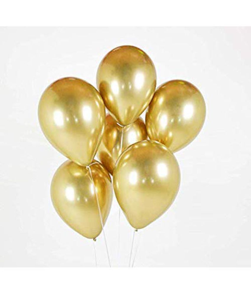     			Lalantopparties Shiny Chrome Balloons For Birthdays, Anniversaries, Weddings, Functions, bridal shower, baby decoration, valentine, Party Occassions, theme decoration balloon, Gold (Pack Of 5)