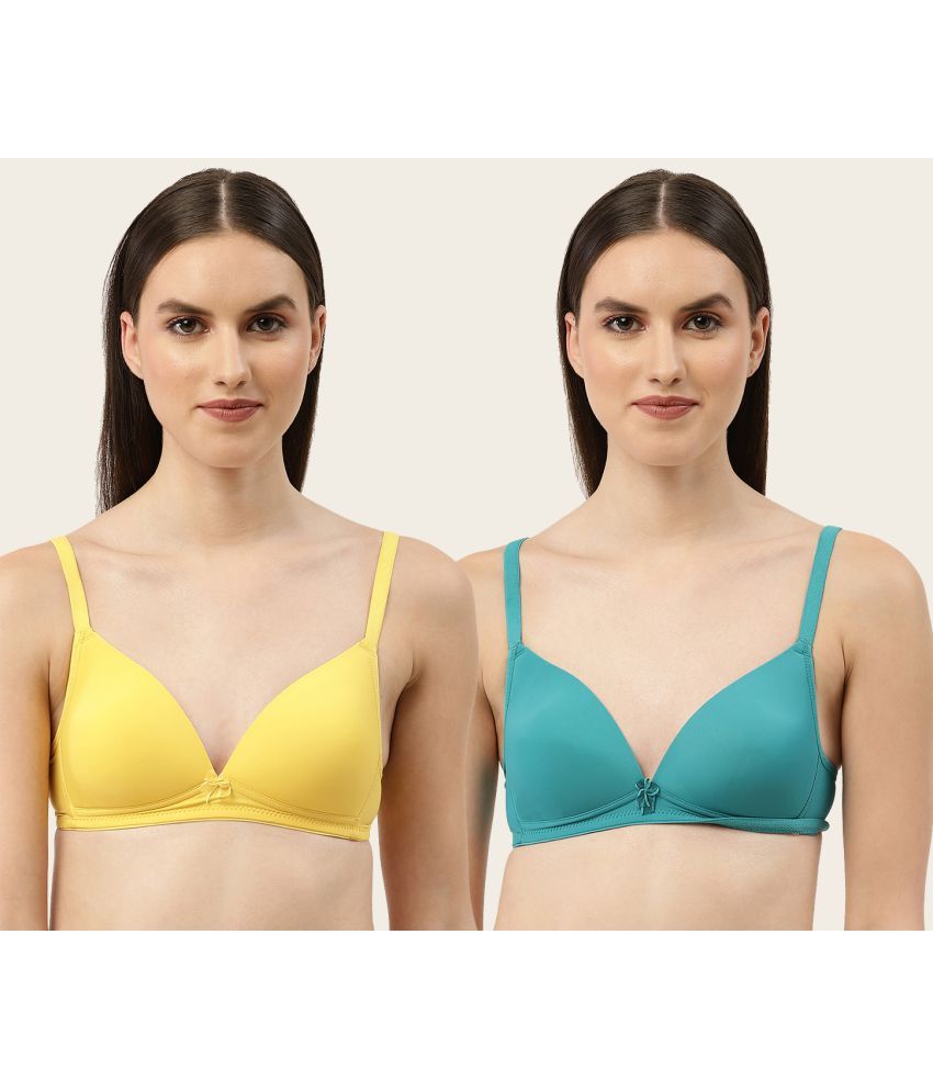     			Leading Lady Pack of 2 Polyester Lightly Padded Women's T-Shirt Bra ( Yellow )