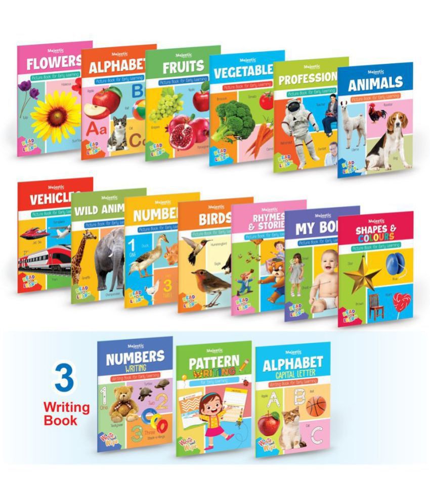     			Picture Books Collection for Early Learning + Number, Pattern, and Alphabet Writing Books - Set of 16 Books for Preschool and Giftset For Kids - Paperback