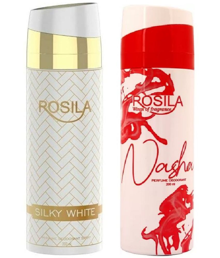     			ROSILA - 1 NASHA & 1 SILKY WHITE DEODORANT Deodorant Spray for Men,Women 400 ml ( Pack of 2 )