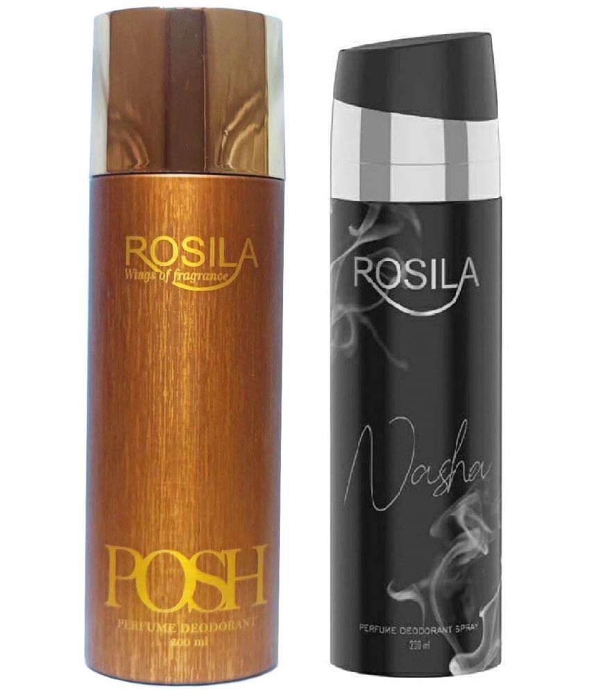     			ROSILA - 1 POSH 1 NASHA DEODORANT ,200ML EACH Deodorant Spray for Men,Women 400 ml ( Pack of 2 )