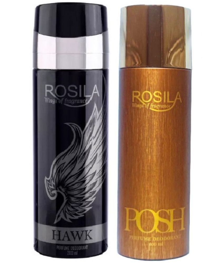     			ROSILA - 1HAWK & 1 POSH DEODORANT 200ML PACK 2 . Deodorant Spray for Women,Men 400 ml ( Pack of 2 )