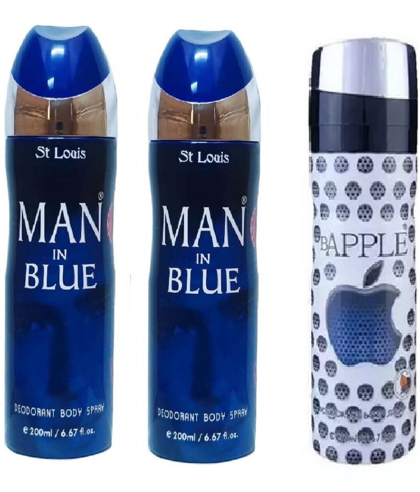     			St Louis - 2 MAN IN BLUE ,1 BAPPLE DEODORANT. Deodorant Spray for Unisex 600 ml ( Pack of 3 )