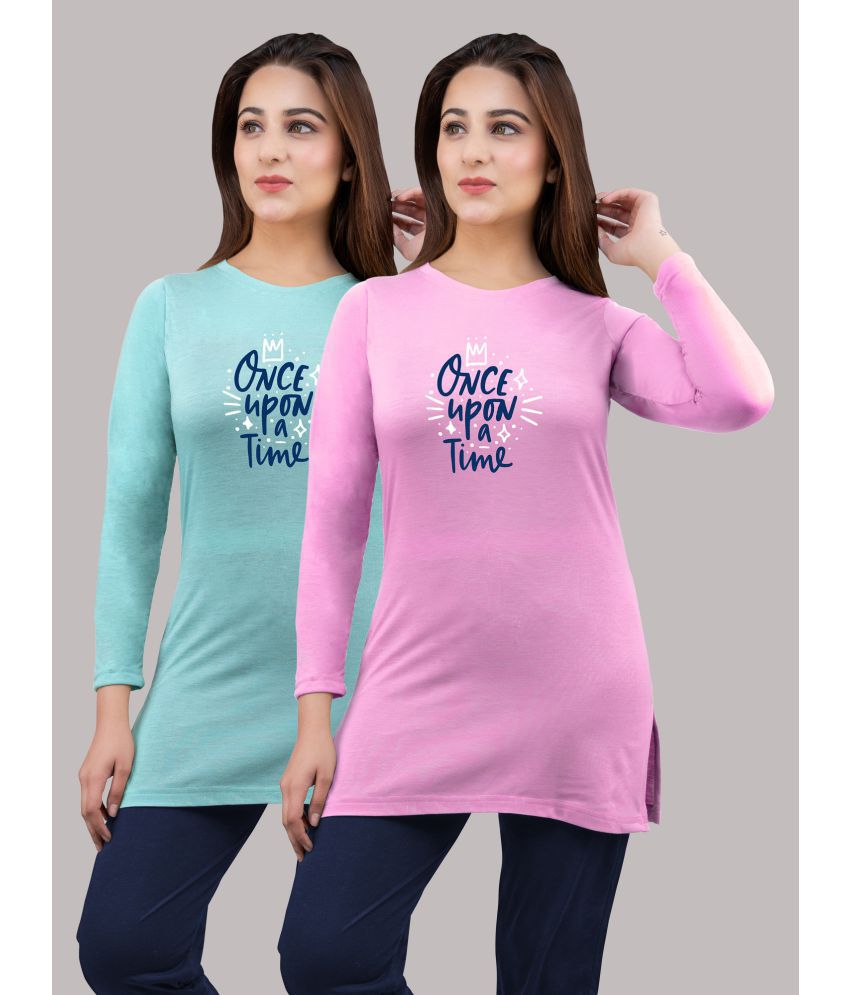     			URBE - Pink Cotton Blend Regular Fit Women's T-Shirt ( Pack of 2 )