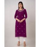 Kapadia - Wine Rayon Women's Straight Kurti ( Pack of 1 )