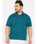 The Million Club Pack of 1 Cotton Blend Regular Fit Printed Half Sleeves Men's Polo T Shirt ( Teal Blue )