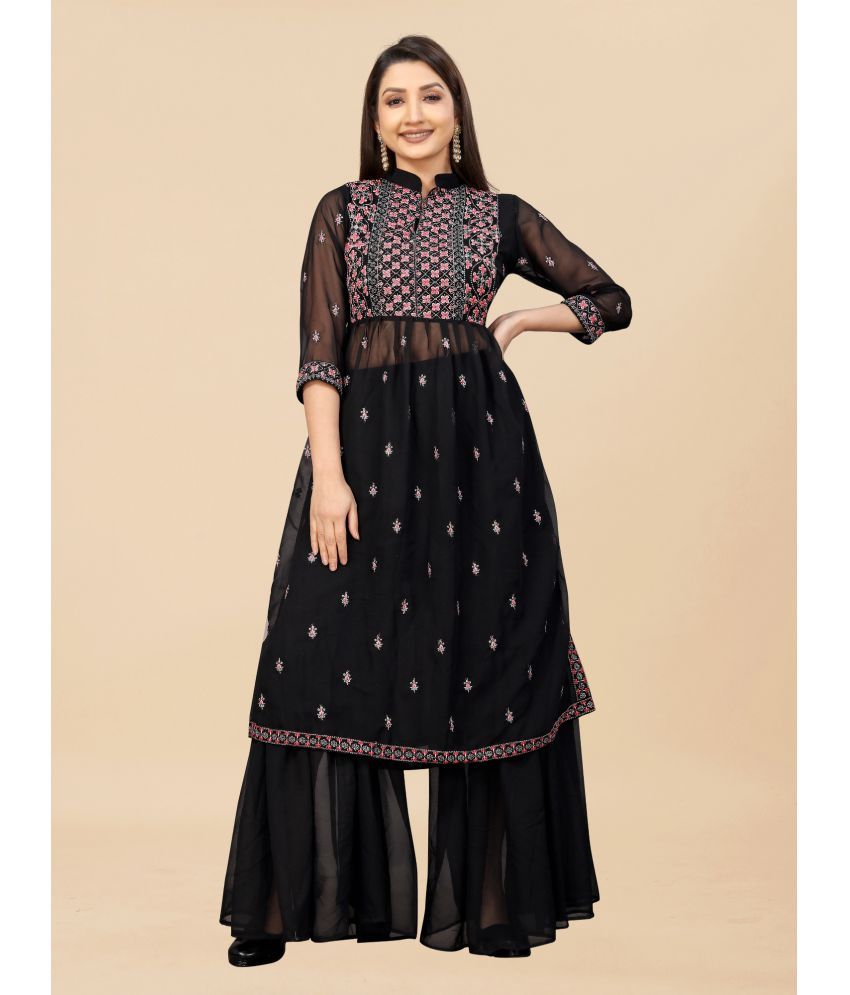     			Apnisha - Black Straight Georgette Women's Stitched Salwar Suit ( Pack of 1 )