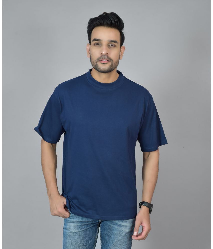     			DRIP STREET - Navy Blue Cotton Oversized Fit Men's T-Shirt ( Pack of 1 )