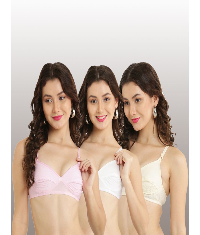     			Hobby Lobby - Multicolor Cotton Blend Non Padded Women's Everyday Bra ( Pack of 3 )