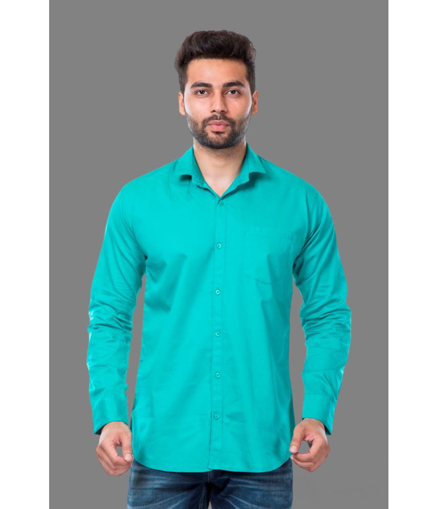     			MOUDLIN - Turquoise Cotton Blend Slim Fit Men's Casual Shirt ( Pack of 1 )