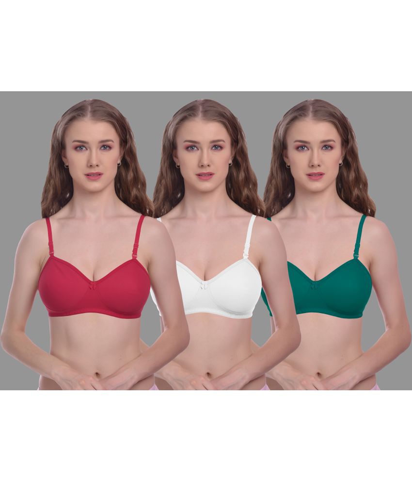     			Madam - Multicolor Cotton Blend Lightly Padded Women's Everyday Bra ( Pack of 3 )