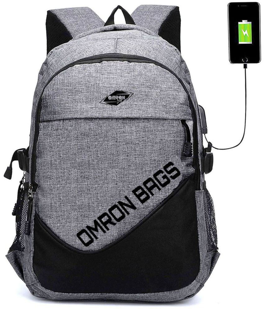     			OMRON BAGS Grey Polyester Backpack ( 28 Ltrs )