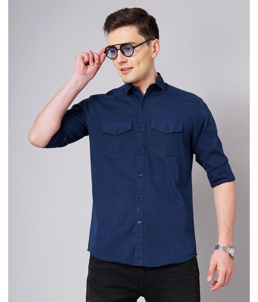     			Paul Street - Navy 100% Cotton Slim Fit Men's Casual Shirt ( Pack of 1 )
