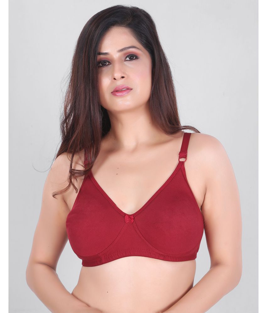     			RRIDHIMA - Maroon Cotton Blend Lightly Padded Women's Everyday Bra ( Pack of 1 )