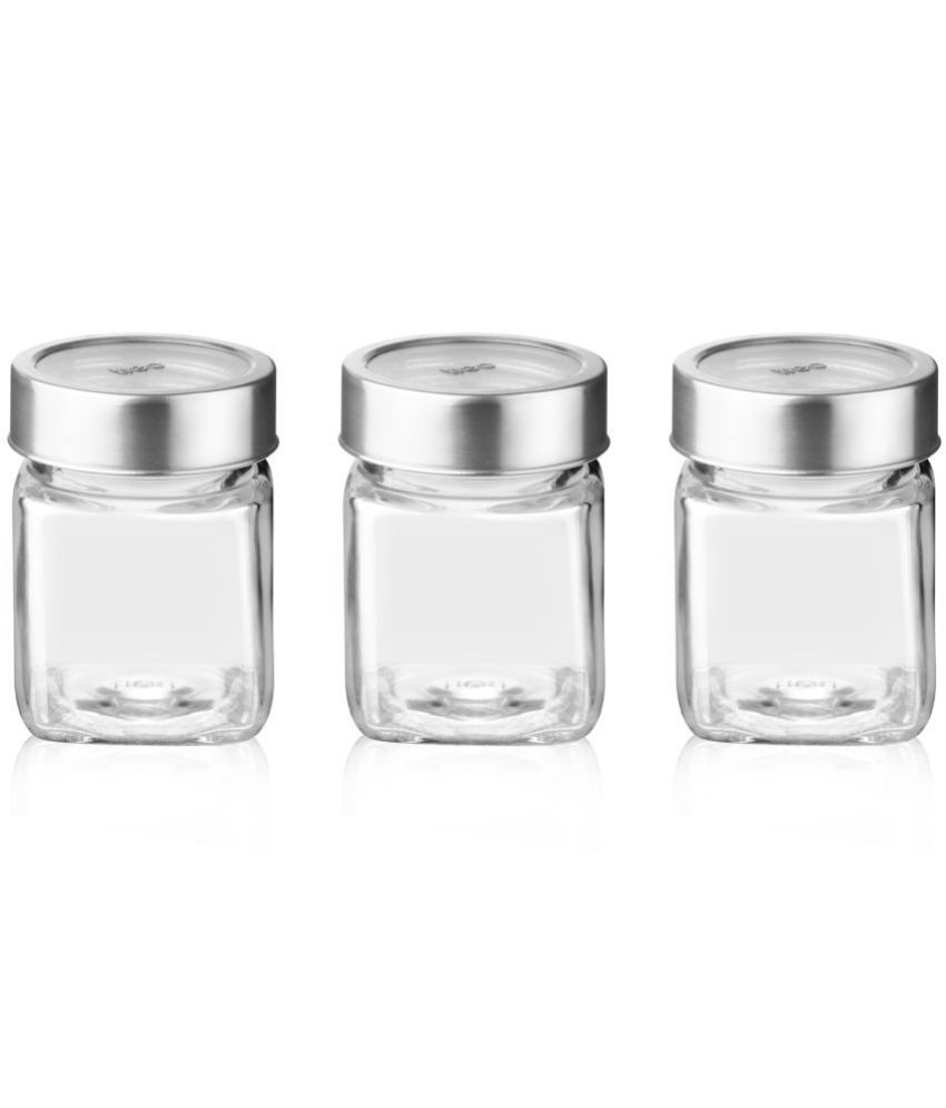    			Treo By Milton Cube Storage Glass Jar, Set of 3, 180 ml Each, Transparent | BPA Free | Storage Jar | Kitchen Organizer | Air Tight | Modular | Multipurpose Jar